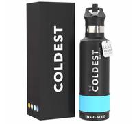 Coldest Insulated Water Bottle with Straw Lid - Stainless Steel Metal Insulated Bottle for Men & Women (Matte Black, 21 oz)