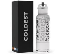 Coldest Insulated Water Bottle with Straw Lid - Stainless Steel Metal Insulated Bottle for Men & Women (Silver Leopard, 40 oz)