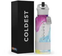 Coldest Insulated Water Bottle with Straw Lid - Stainless Steel Metal Thermos for Men and Women (Dye Clouds, 32 oz)