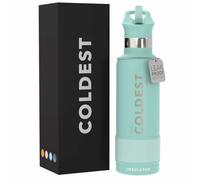 Coldest Water Bottle with Standard Mouth Straw Lid Metal Thermos Vacuum Insulated Stainless Steel l Reusable Leak Proof Cupholder Flask (21 oz, Oceanic Green)