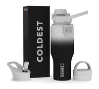 COLDEST Sports Water Bottle - 3 Lids (Chug Lid, Straw Lid, Handle Lid) Tumbler with Handle on Lid Water Bottles Cup Vacuum Insulated Stainless Steel, Fits Cirkul Lid (36 oz, Hyperspace)