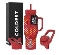 Coldest Tumbler with Handle and Straw - 100% Leak Proof Insulated Tumbler with Lid and Straw (3 Lids) - Stainless Steel Tumblers for Women & Men - Cup Holder Friendly Base, 36 oz (Ember Glowie)