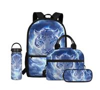 Coldinair Backpack for Boys 6-8 Cool Kids School Bag Lightweight Backpack with Lunch Bag Large Bookbag for School, Tiger Lightening