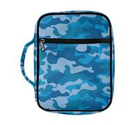 Coldinair Blue Camo Print Bible Cover for Men,Carrying Book Case Church Bag Bible Holder Protector with Handle and Zipper Pocket