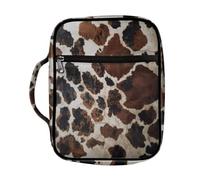 Coldinair Brown Cow Print Bible Covers Bag for Men Women,Durable Carrying Book Case Church Bag Bible Holder with Handle and Zippered Pocket