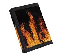 Coldinair Fashion Print Canvas Wallet for Teens Kids Boys Girls,Slim RFID Trifold Wallets for Travel School, Burning Fire Flame, One Size