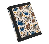 Coldinair Fashion Print Canvas Wallet for Teens Kids Boys Girls,Slim RFID Trifold Wallets for Travel School, Football Star Print, One Size