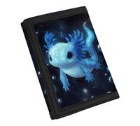 Coldinair Fashion Print Canvas Wallet for Teens Kids Boys Girls,Slim RFID Trifold Wallets for Travel School, Blue Axolotl, One Size