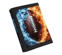 Coldinair Fashion Print Canvas Wallet for Teens Kids Boys Girls,Slim RFID Trifold Wallets for Travel School, Football Burning Fire Water, One Size, Compact, Modern
