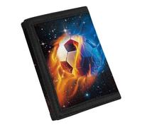 Coldinair Fashion Print Canvas Wallet for Teens Kids Boys Girls,Slim RFID Trifold Wallets for Travel School, Stellar Fire Soccer, One Size