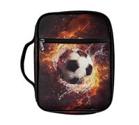 Coldinair Fire Soccer Large Bible Cover with Handle and Bookmark, Bible Carry Bag for Kids Teens, Nylon, Church Bag, Bible Protection for Men, Flame Water, Standard Bible Covers