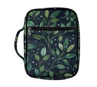 Coldinair Green Leaf Bible Covers for Women Carrying Book Bible Case Church Bag Bible Protective with Handle & Zippered Pocket