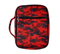 Coldinair Red Black Camo Print for Men Women Teens,Camouflage Carrying Book Case Church Bag Bible Protector with Handle and Zipper Pocket