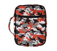 Coldinair Red Camo Bible Cover for Men Kids,Carrying Book Case Church Bag Scripture Bag Bible Tote Bag with Zippered Pocket and Handle