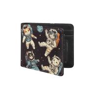 Coldinair Wallet for Boys Teen,Kids Purse Wallets Leather Kids Boys Bifold Wallet for Children Teenager, Cartoon Astronaut Cat, American
