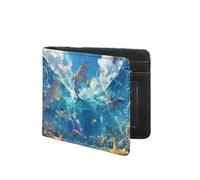 Coldinair Wallet for Boys Teen,Kids Purse Wallets Leather Kids Boys Bifold Wallet for Children Teenager, Underwater Shark, American