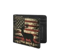Coldinair Wallet for Boys Teen,Kids Purse Wallets Leather Kids Boys Bifold Wallet for Children Teenager, American Flag Deer, Modern