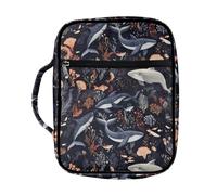 Coldinair Whale Bible Cover Bible Case Tote Bag for Kids,Portable Carrying Book Case Church Bag Bible Protective with Handle and Zippered Pocket