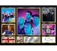 Coldplay Autographed Print - Limited Edition | Hand-Signed Memorabilia for Music Fans | Perfect Collectors’ Item, A4 Poster + Matt Black Frame
