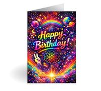 Coldplay Birthday Card - Colourful Cosmic Rainbow Greeting Card for Coldplay Fans | A5 Birthday Card with Envelope | Music Lover Birthday Card