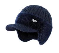 ColdShield Trapper Blocking Knitted Hats, Soft Breathable Fabric, Men's Winter Baseball Cap with Warm Earflap, Winter Baseball Cap Fleece Earflap Trapper Hat, Skiing Cycling Hats For Men (Navy)