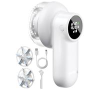 coldSky Rechargeable Fabric Shaver, Lint Shaver with Digital Display, Sweater Shaver with 6-Leaf Blades and Safety Lock, 3-Speeds Defuzzer Remove Fuzz, Pills from Clothes, Furniture, Sofa, White
