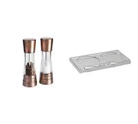 Cole and Mason H59418G Gourmet Precision Derwent Copper Salt and Pepper Mill Gift Set - Manual salt and pepper grinders, 19 cm tall, in copper & Acrylic Mill Tray