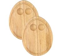 Cole & Bailey® Set of 2 Hevea Wood Breakfast Board Egg Shaped Serving Tray with Egg Holders, Dippy Eggs. 24L x 18W x 1.5Th cm