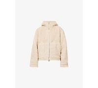 Cole Buxton Mens Cole Buxton Fixed-Hood Zip-Through Faux-Shearling Jacket Vintage White M