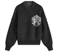 Cole Buxton Men's Collegiate Crest Knit Sweater Washed Black Medium
