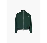 Cole Buxton Mens Forest Green Funnel Neck Embroidered Branding Relaxed Fit Woven Hoody L