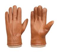 Cole Haan Point Leather Gloves for Men Contemporary Knit Cuff Design & Luxurious Comfort,Touchscreen-Friendly, British Tan, Large