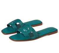 Cole Haan Women's Chrisee Sandals Flat, Green Jacket Lizard Print Leather, 4 UK