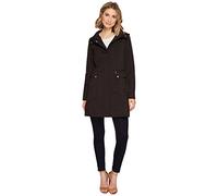 Cole Haan Women's Hooded Packable Rain Jacket with Cinchable Waist, Black, XL