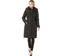 Cole Haan Women's Long Quilted Puffer Coat Down Jacket Down Alternative Outerwear, Deep Black, XL