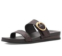 Cole Haan Women's Oaklynn Double Band Footbed, Dark Brown Raffia, 6 Wide