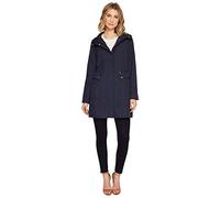 Cole Haan Women's Packable Hooded Rain Jacket with Bow (Standard and Plus Size) Raincoat, Indigo, MD (US 8-10)