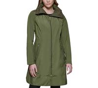 Cole Haan Women's Travel Packable Rain Jacket, Olive, L