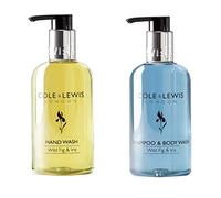 Cole & Lewis Wild Fig & Iris Body Wash & Hand Wash Set 2 x 300ml Bottles, Yellow & Blue