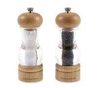 Cole & Mason 105 Salt and Pepper Grinder Set, Adjustable Precision+ Grind Mechanism, Beech/Acrylic, 165 mm, Gift Set, Salt and Pepper Mill Set