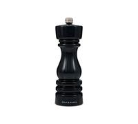 Cole & Mason London Black Gloss Pepper Mill, Precision+ Carbon Mechanism, Pepper Grinder with Adjustable Grind, Beech Wood, 180mm, Seasoning Mill, Lifetime Mechanism Guarantee