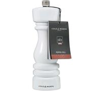 Cole & Mason London White Gloss Pepper Mill, Precision+ Carbon Mechanism, Pepper Grinder with Adjustable Grind, Beech Wood, 180mm, Seasoning Mill, Lifetime Mechanism Guarantee