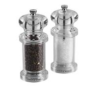 Cole & Mason 505 Clear Salt and Pepper Mills, Adjustable Grind Precision+ Mechanism, Acrylic, 140 mm, Gift Set, Includes 2 x Salt and Pepper Grinders