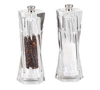 Cole & Mason Aldeburgh Clear Salt and Pepper Mill Set, Adjustable Grind, Acrylic, 140mm, Gift Set, Includes 2 x Salt and Pepper Grinders