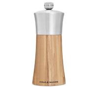 Cole & Mason Bromley Salt Mill, Ceramic Mechanism with Adjustable Coarseness, Olive Wood/Stainless Steel Salt Grinder, 150mm