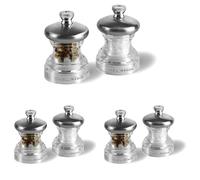 Cole & Mason Button Salt and Pepper Mill Set, Adjustable Precision+ Mechanism, Small 65mm Salt and Pepper Grinder Set Ideal for Picnics, Stainless Steel/Acrylic (Pack of 3)
