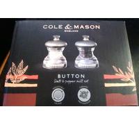 Cole & Mason Precision Grind Button Salt and Pepper Mill Gift Set, Acrylic and Stainless Steel/Clear, 6.5 cm