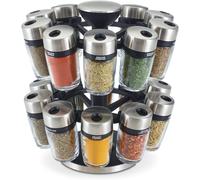 Cole & Mason Cambridge 20 Glass Jar Herb Spice Carousel Rotating Storage Rack