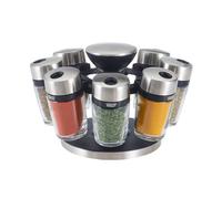 Cole & Mason Cambridge 8 Jar Rotating Spice Rack, Includes 8 Filled Spice/Herb Jars with Lids