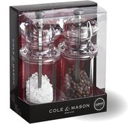 Cole & Mason 505 Clear Salt and Pepper Mills, Adjustable Grind Precision+ Mechanism, Acrylic, 140 mm, Gift Set, Includes 2 x Salt and Pepper Grinders